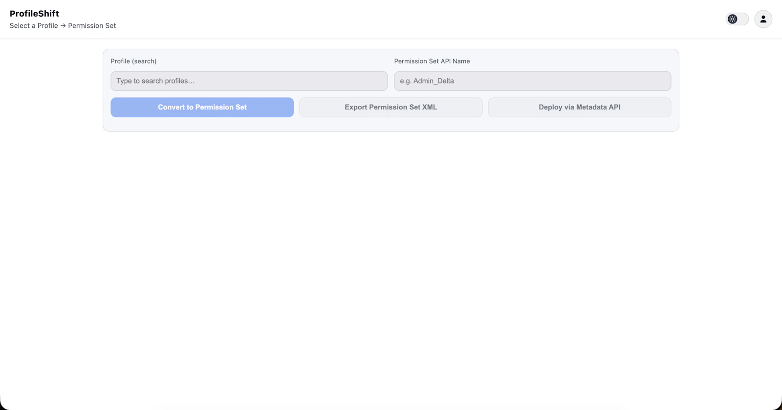 ProfileShift – Profile to Permission Set screenshot 1