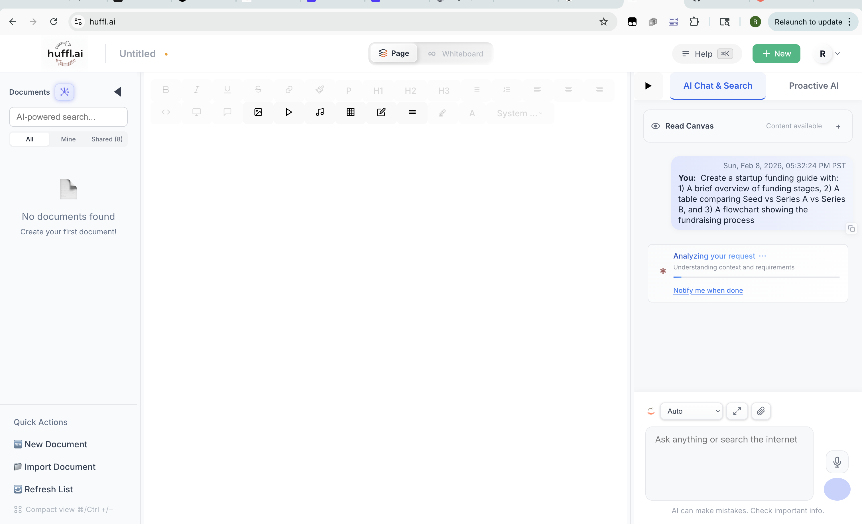 huffl.ai - Main product screenshot demonstrating key features and user interface
