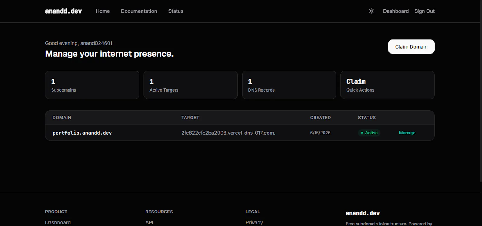 anandd.dev — Free Subdomain Provider screenshot 2