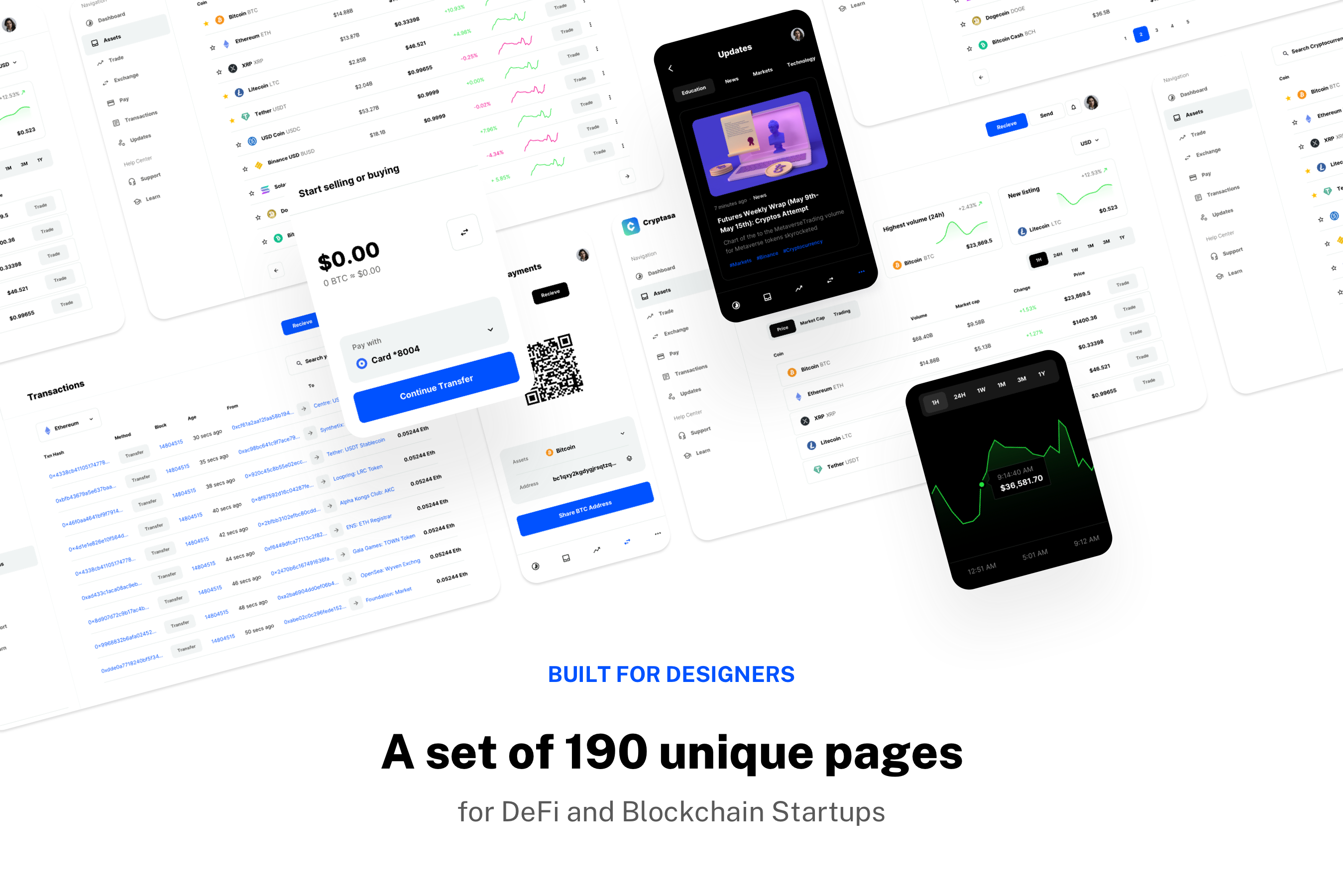 Cryptasa -UI Kit Defi (Crypto) 스타트 업 - Defi 스타트 업을위한 190 페이지 및 334 개의 기호 미디어 2