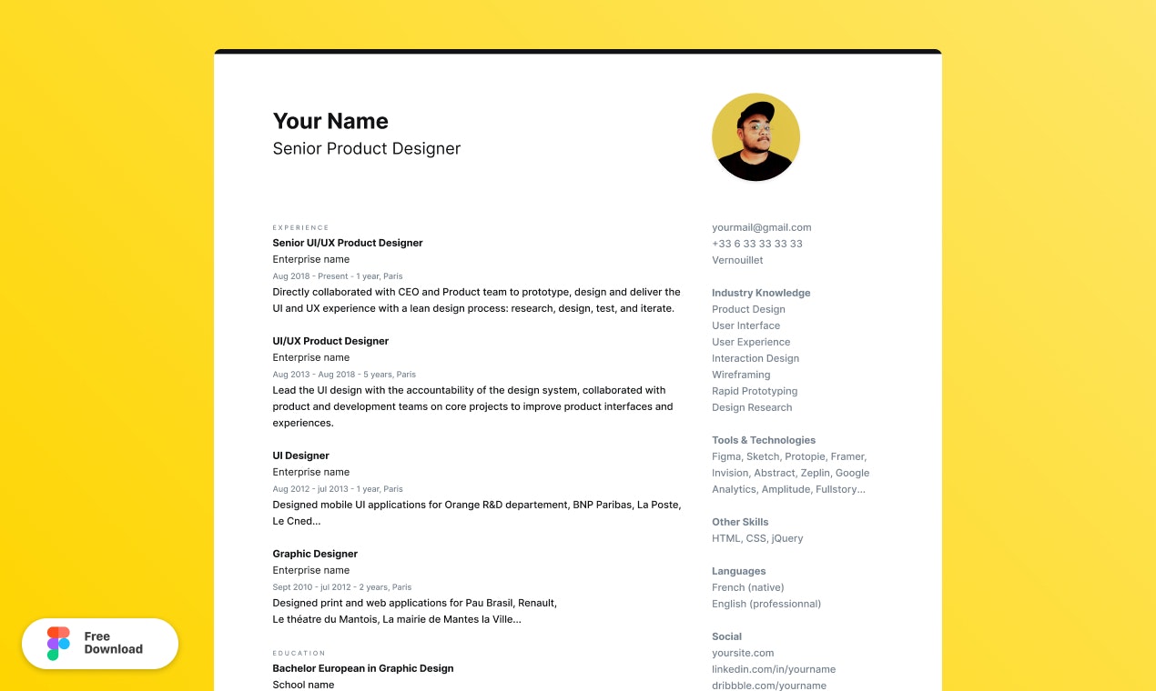 CV / Resume - Figma Template gallery image