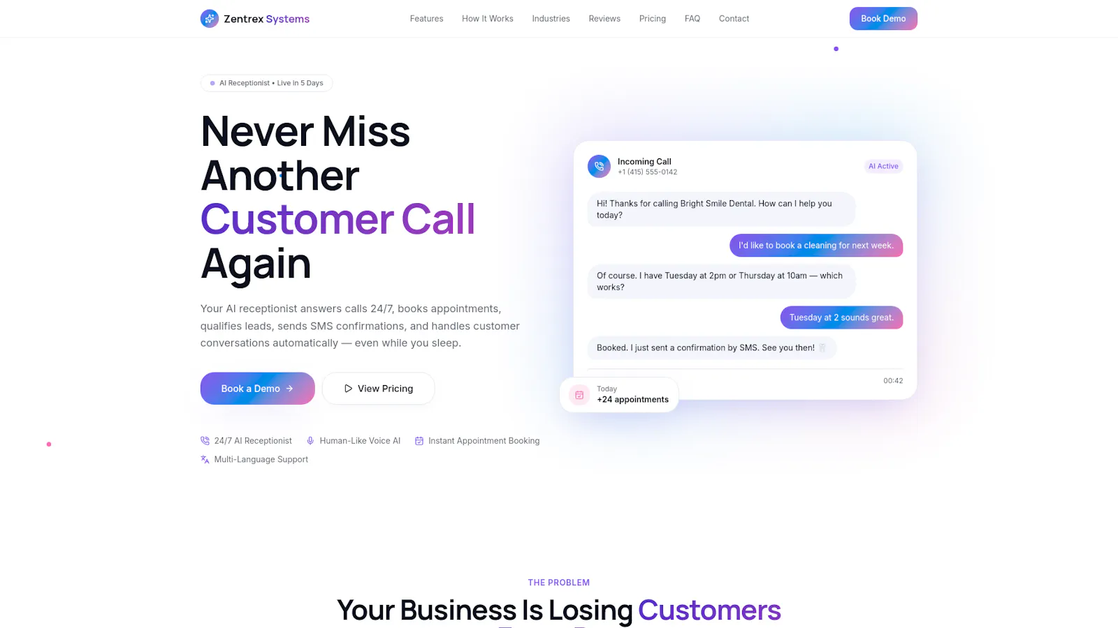 Zentrex  AI Receptionist screenshot 1