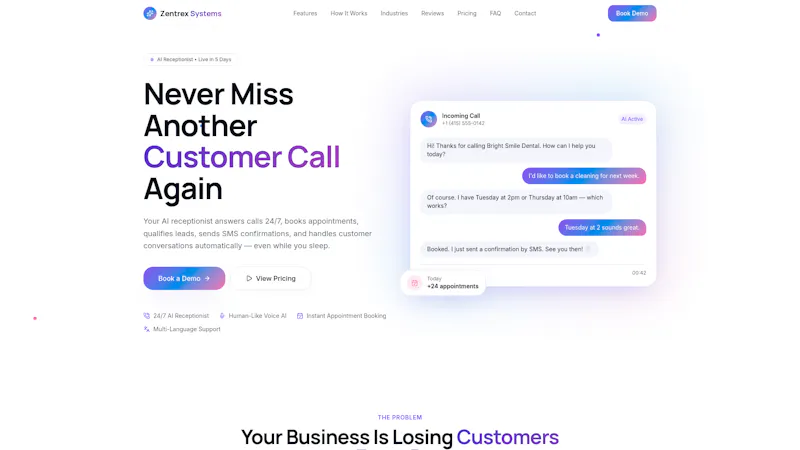 Zentrex  AI Receptionist screenshot 1