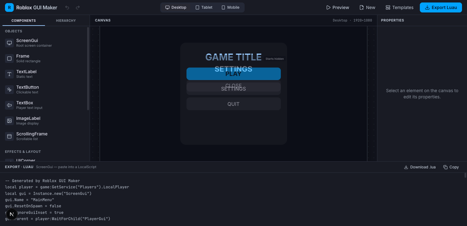Roblox GUI Maker gallery image