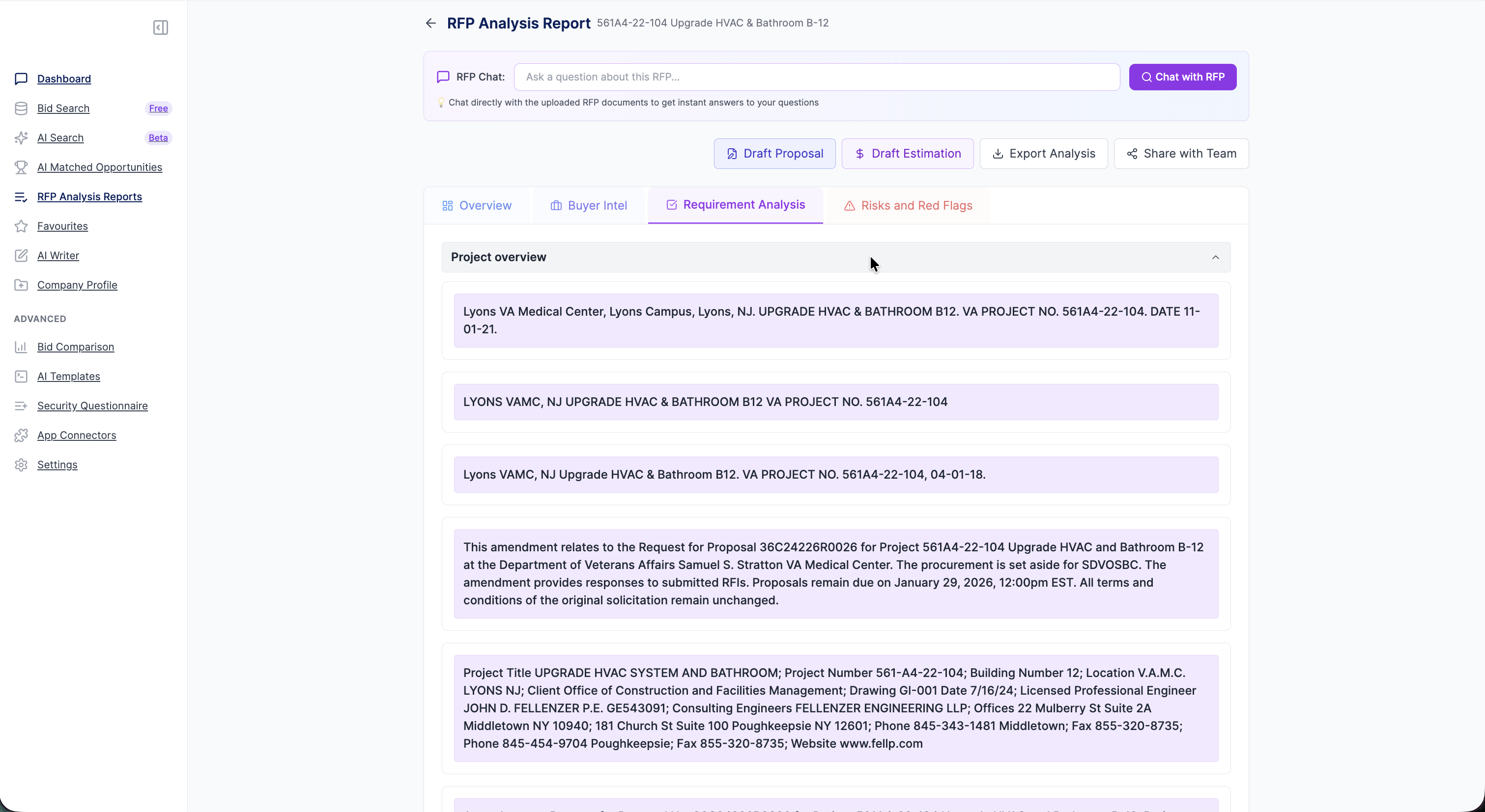 Narwin.AI Gov Bid & Tender Matching Tool gallery image