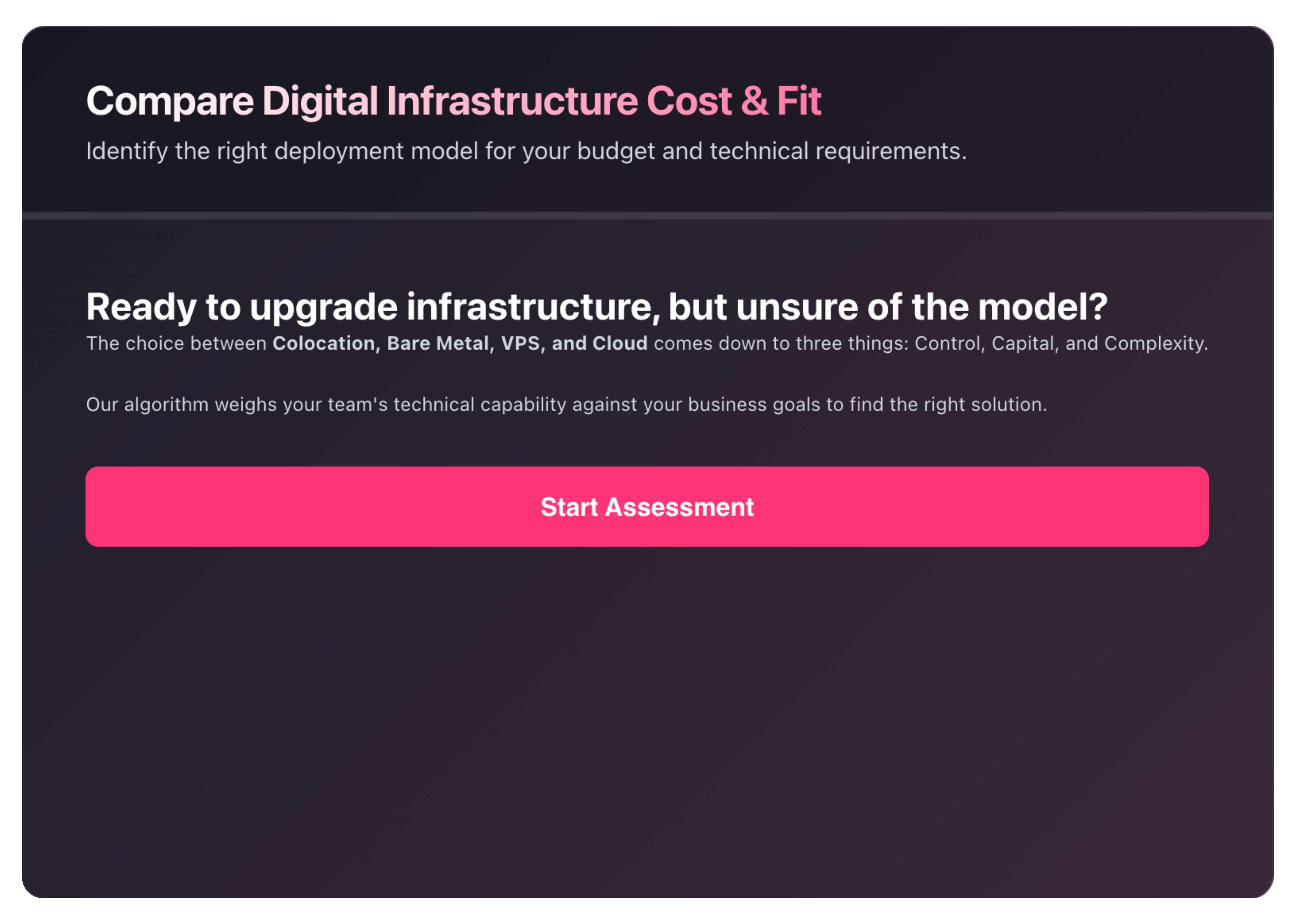 Digital Infrastructure Comparison Tool