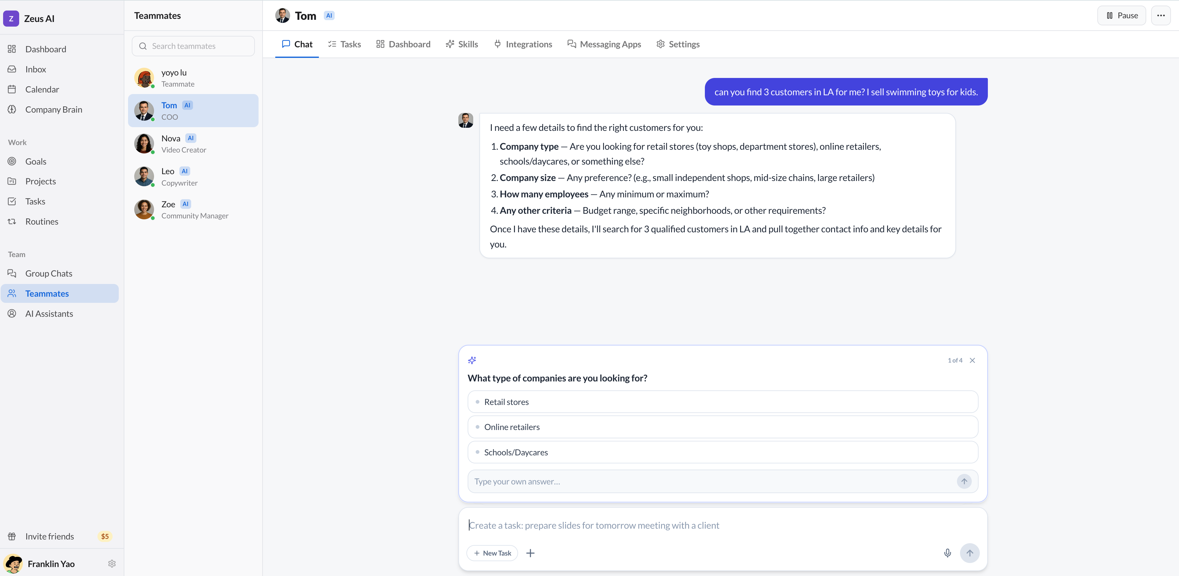 Zeus.team, AI native workspace gallery image