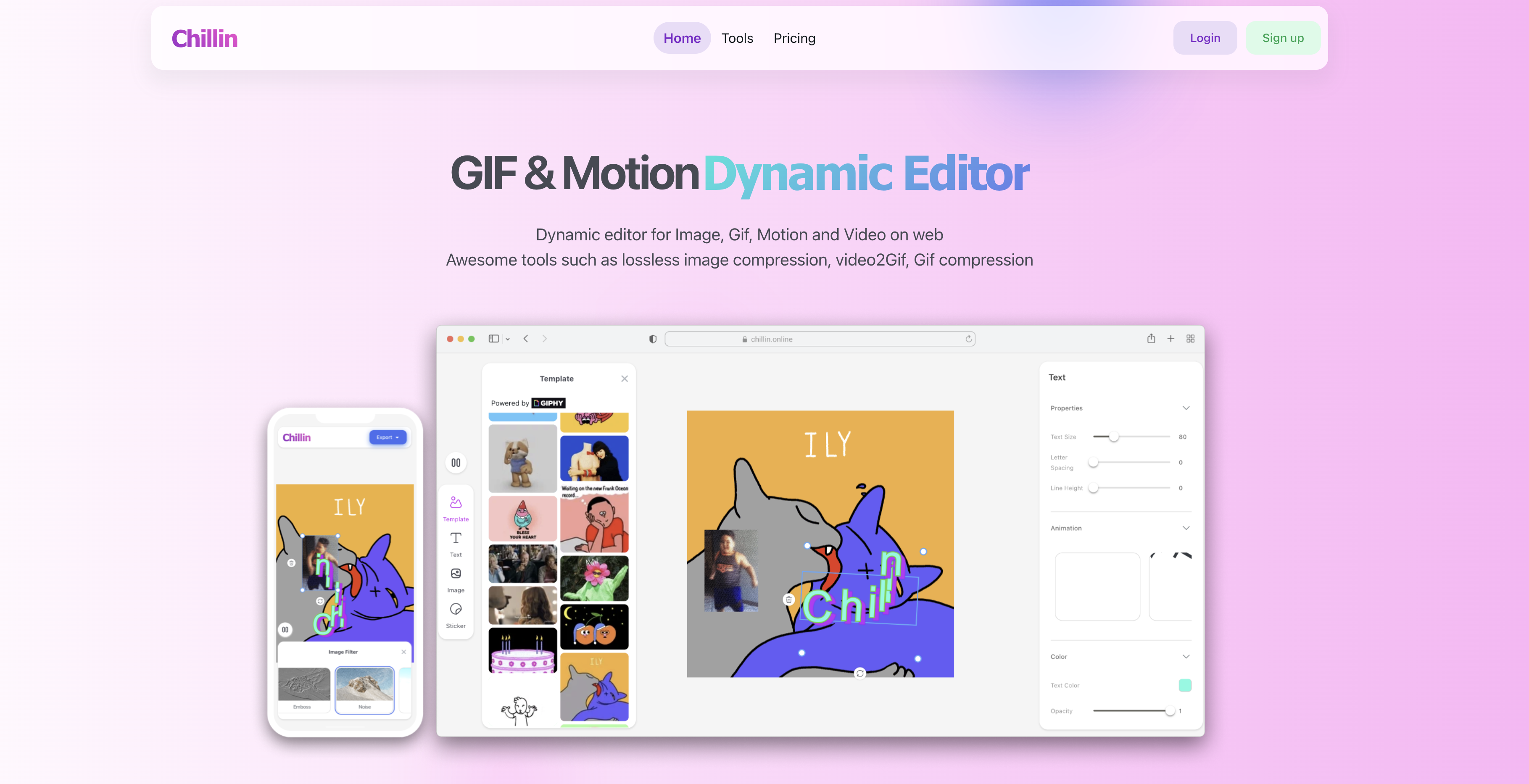 Chillin GIF Image motion online editor Jobs & Careers Product Hunt