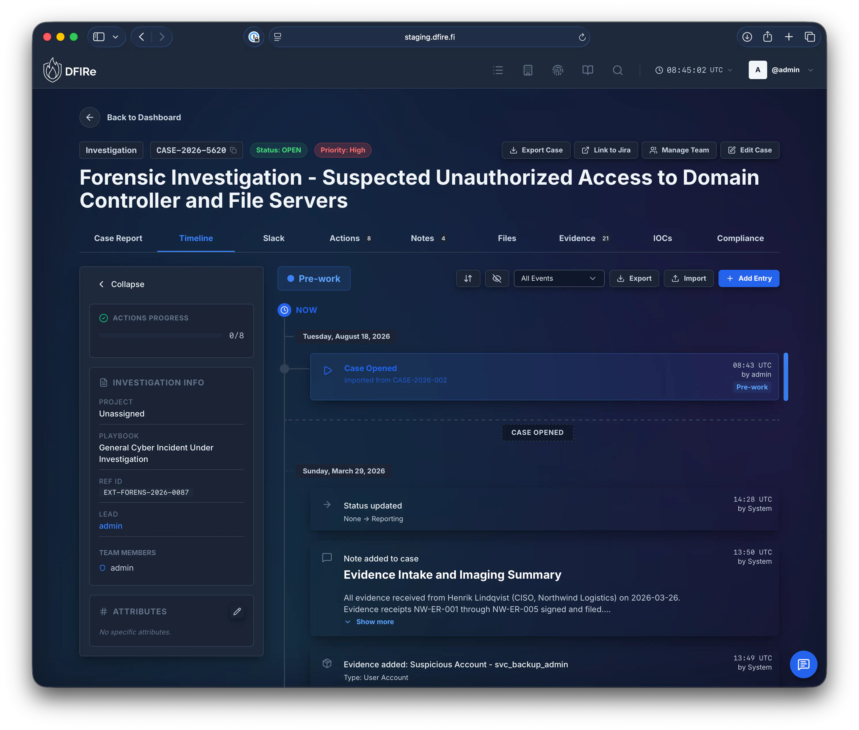 DFIRe - A Cyber Incident Platform screenshot
