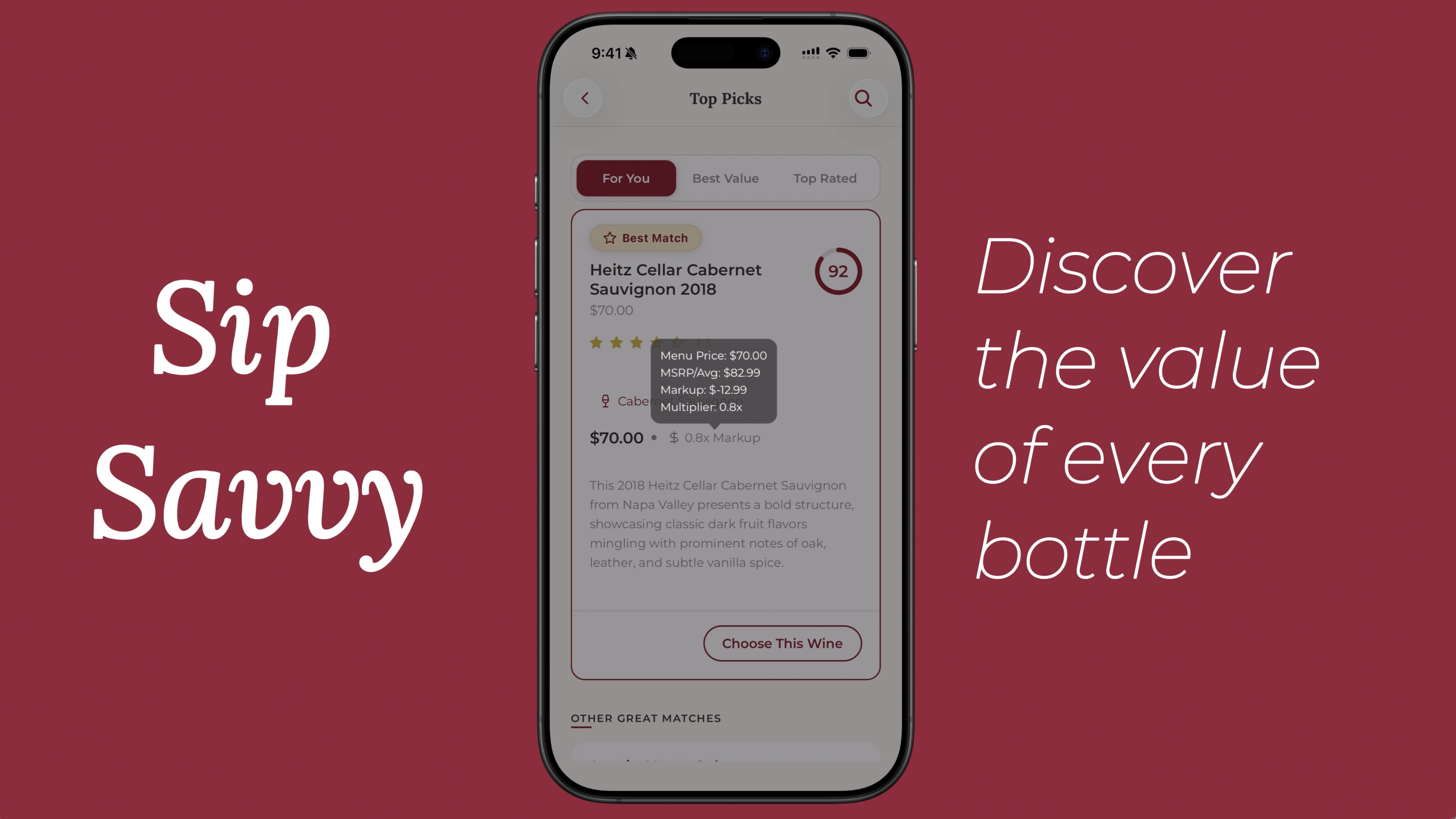 Sip Savvy - Screenshot 4 showing product features and functionality