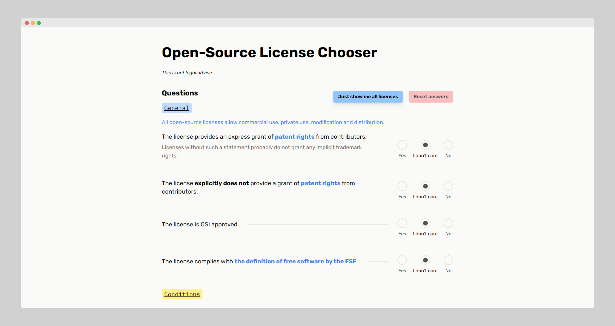 Open-Source License Chooser gallery image