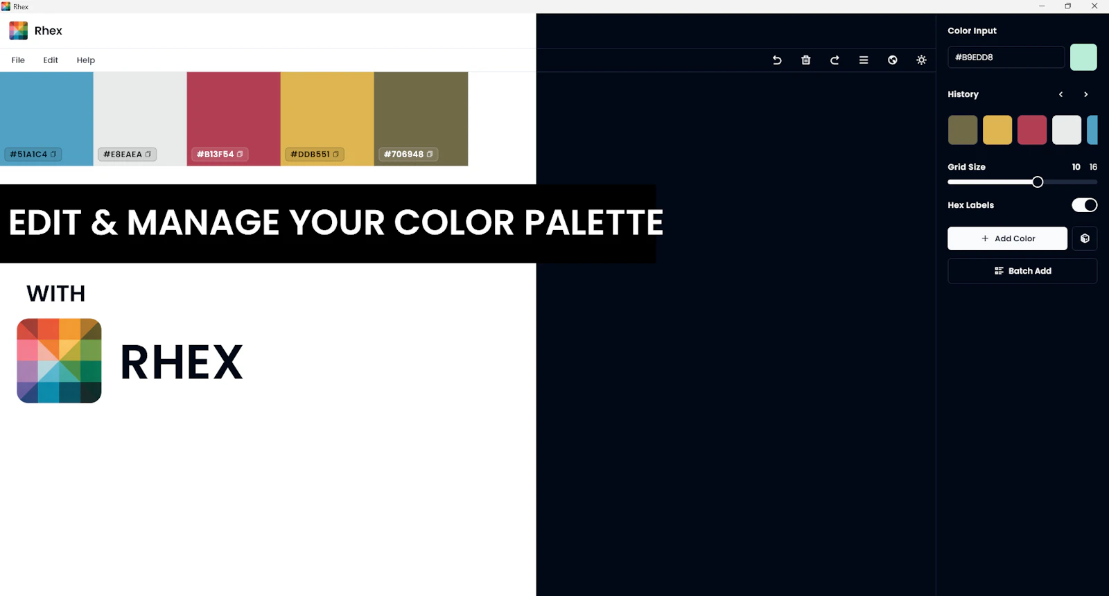 Rhex: HEX & RGB Editor screenshot 3