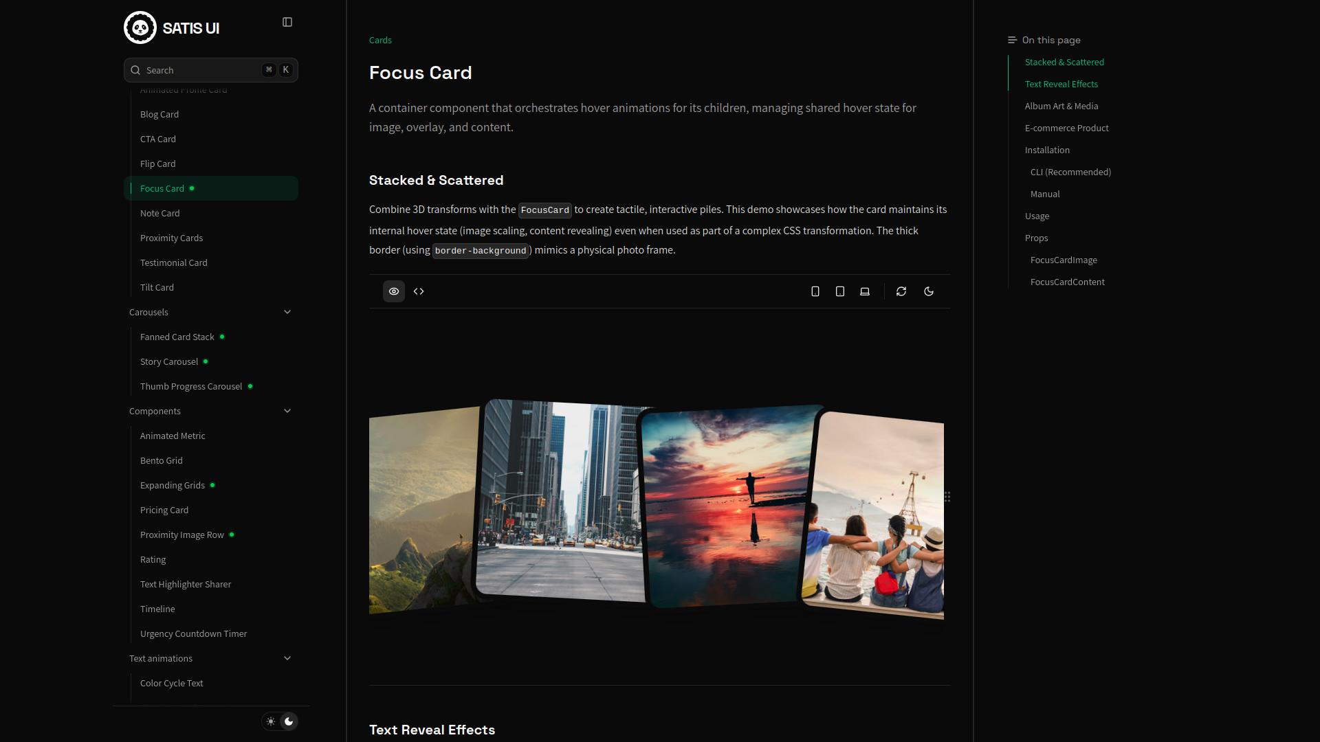 SATIS UI gallery image