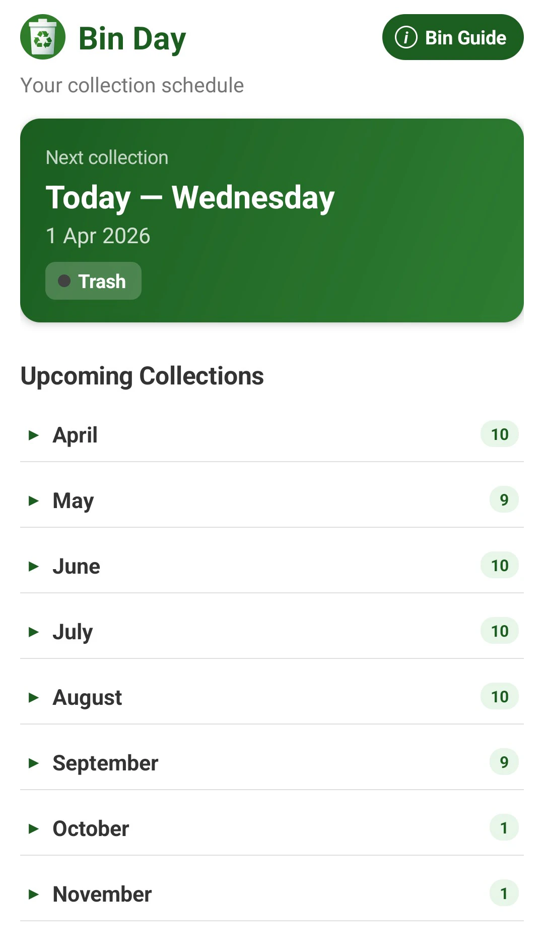 Bin Day- Waste Collection Reminder