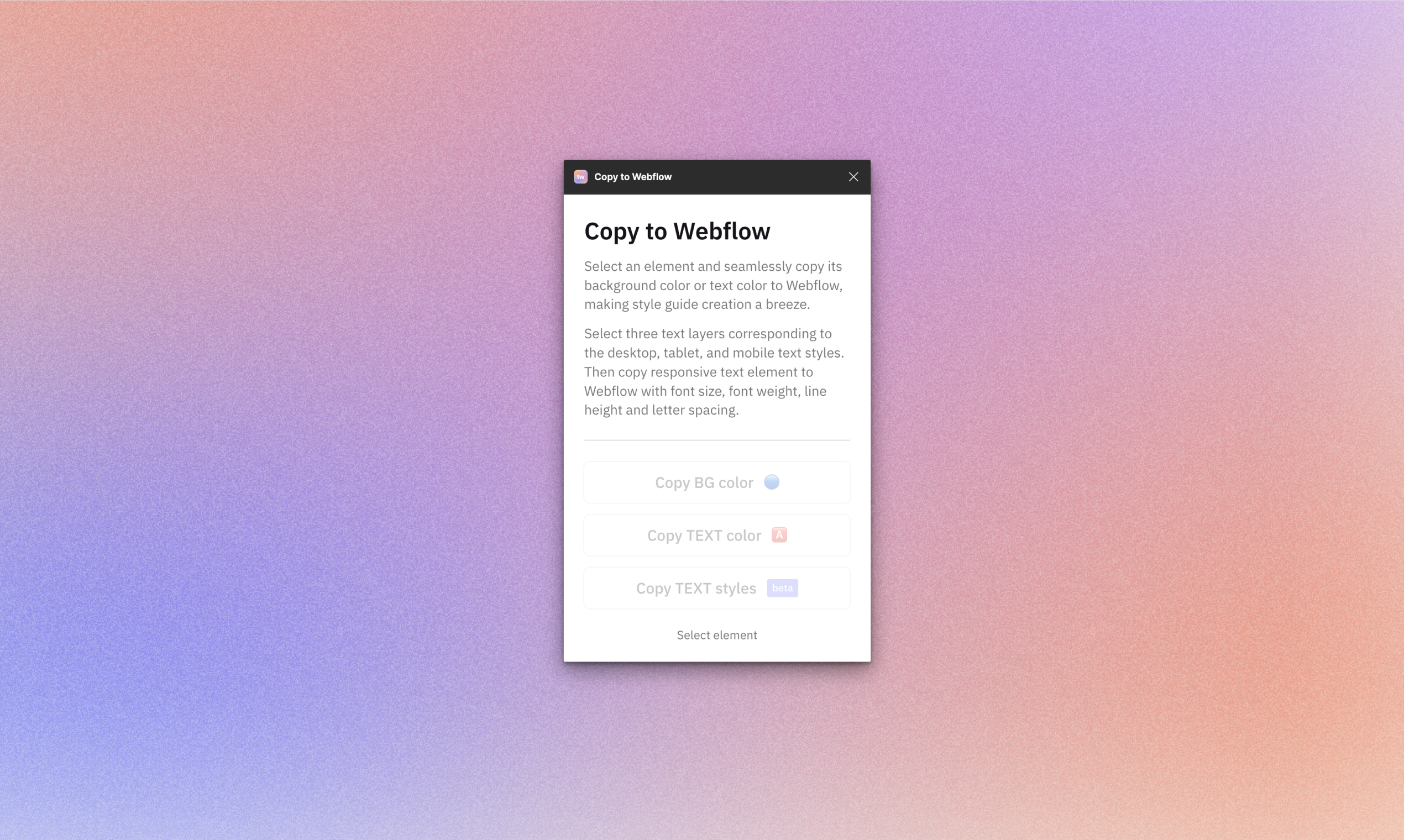 Media Sao chép vào Webflow - Plugin Figma - Nhấp và sao chép các mẫu màu và kiểu văn bản vào Webflow 2