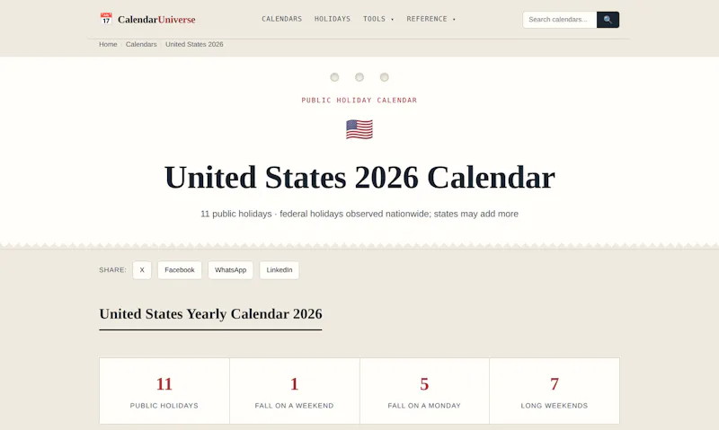 Calendar Universe screenshot 3