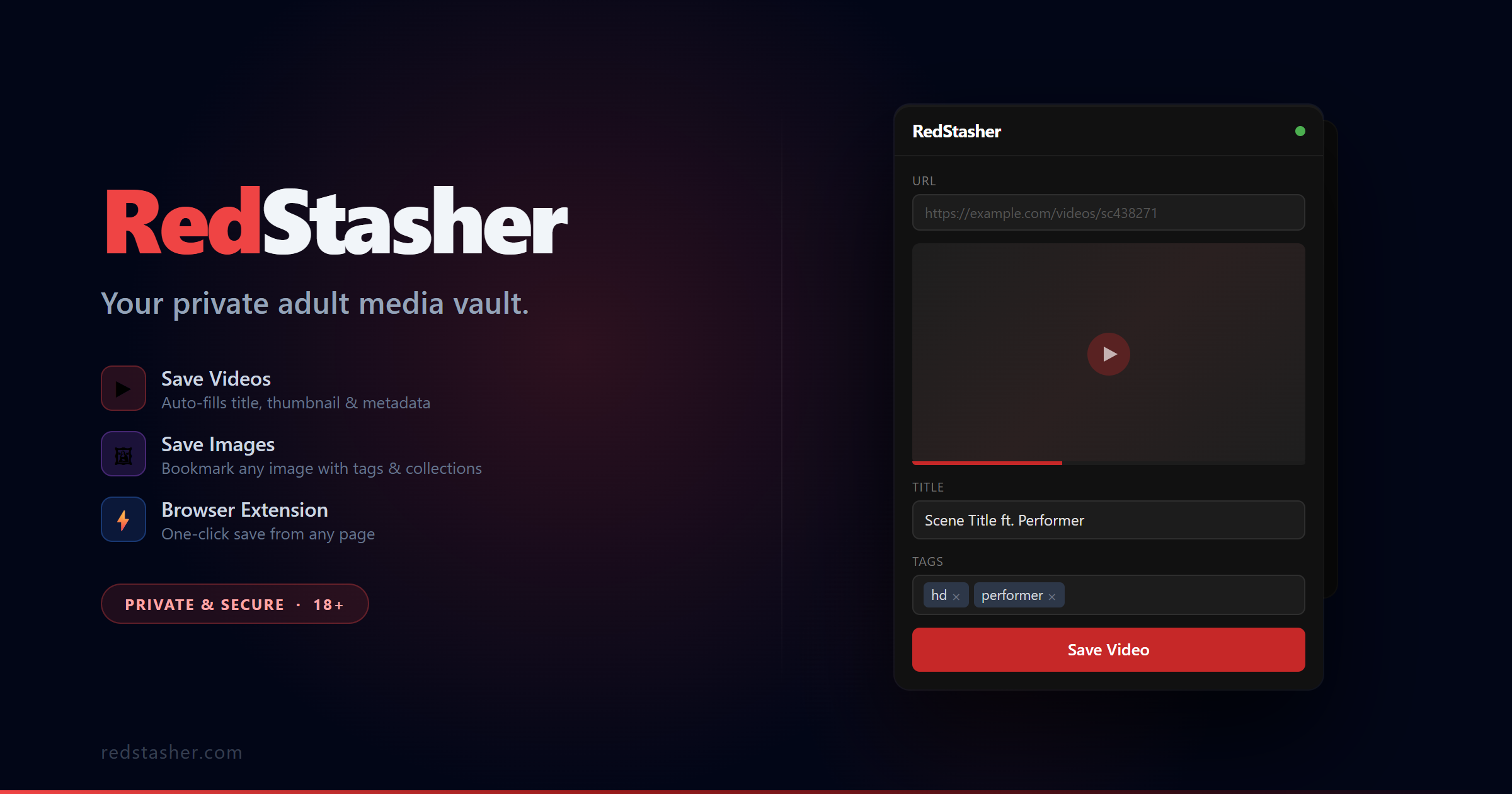RedStasher - Main product screenshot demonstrating key features and user interface