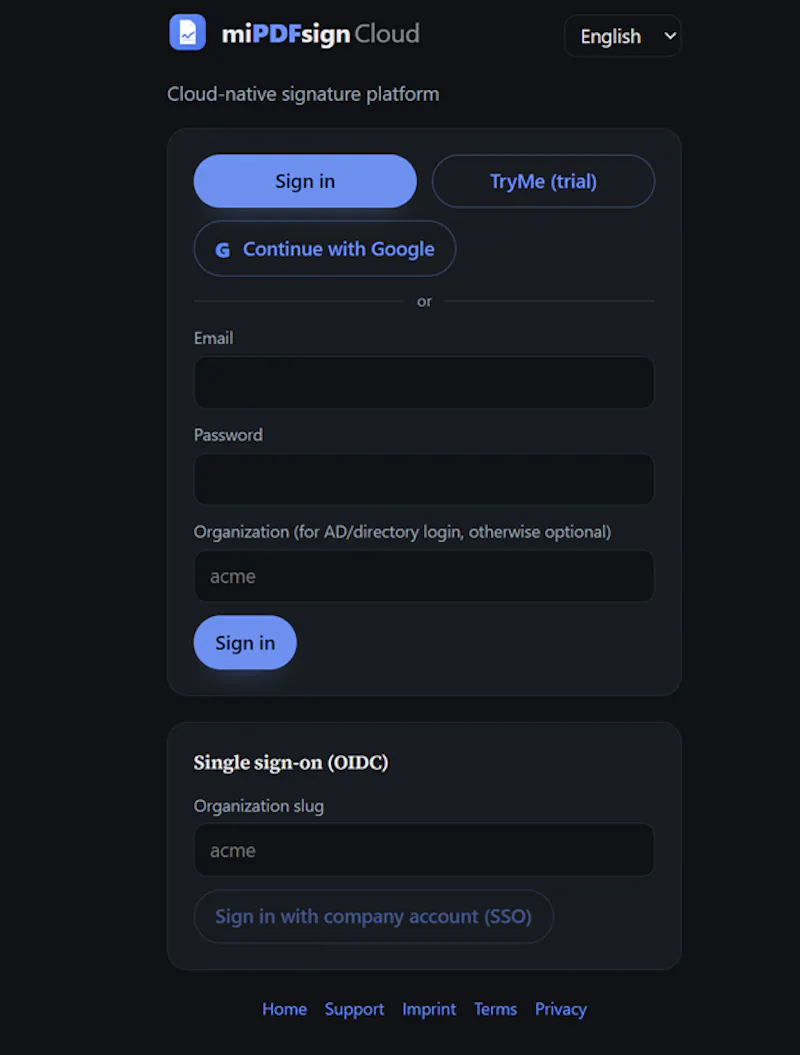 miPDFsign Cloud screenshot 2