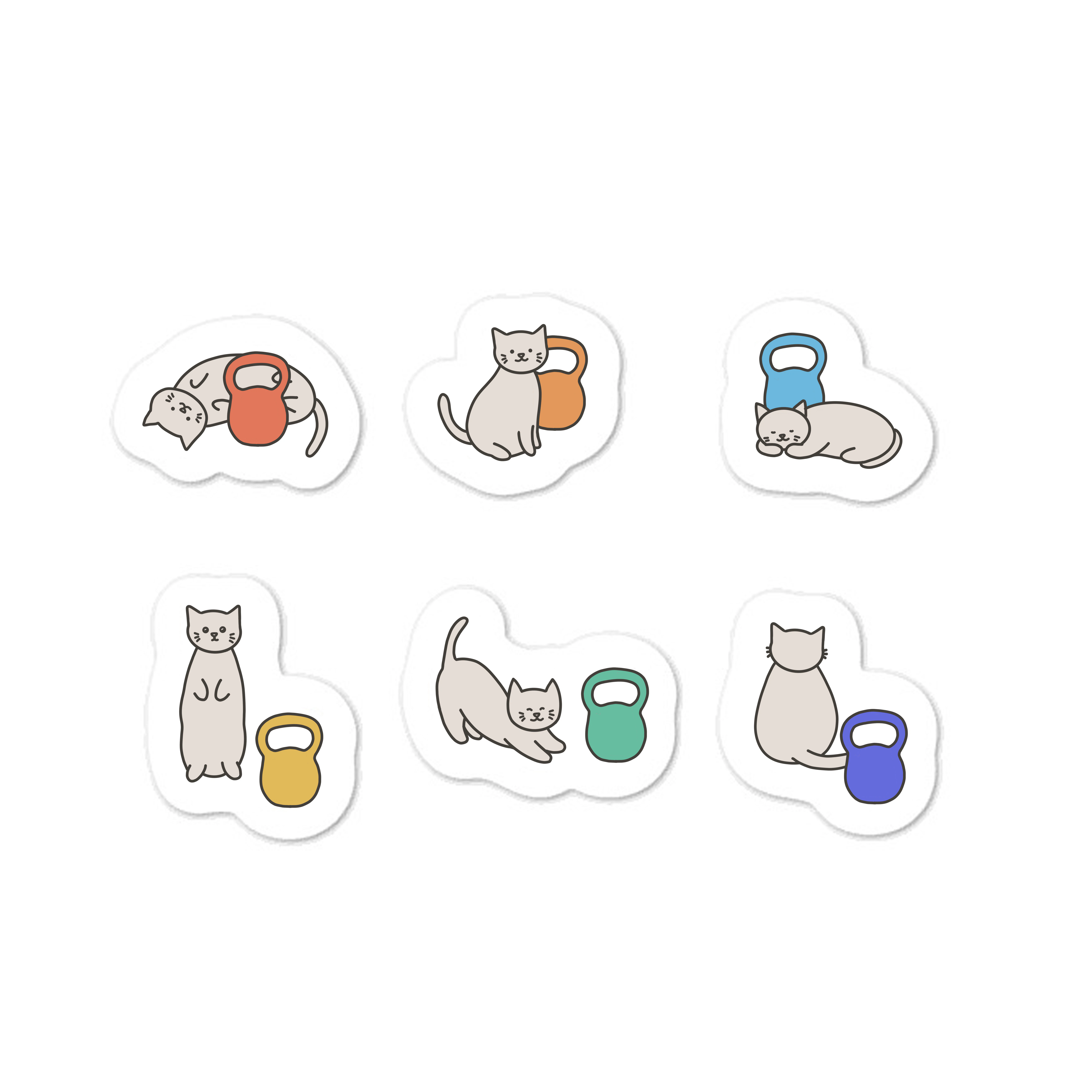 Cat doing kettlebell workout - sticker