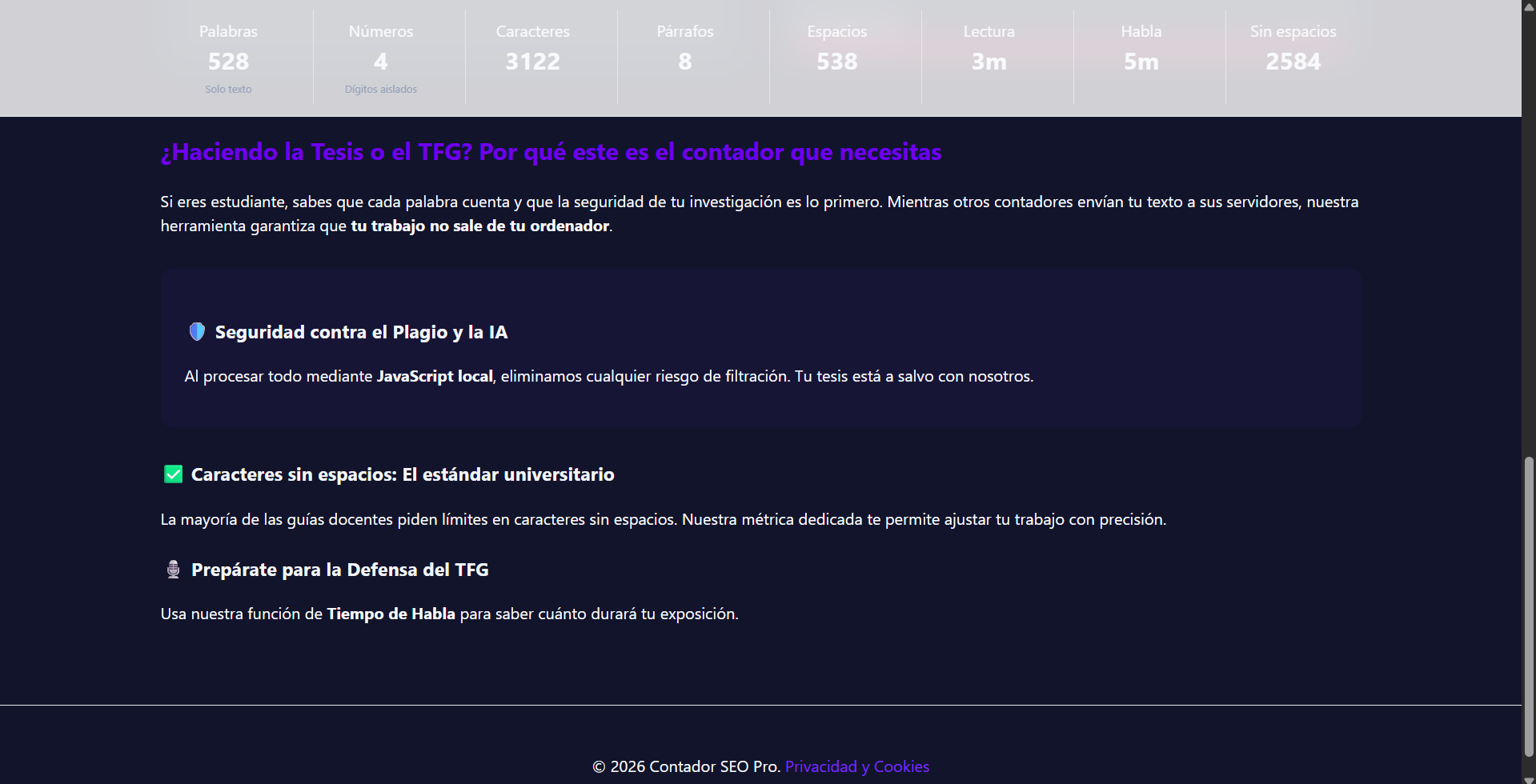 Contador de Palabras Pro - Screenshot 5 showing product features and functionality