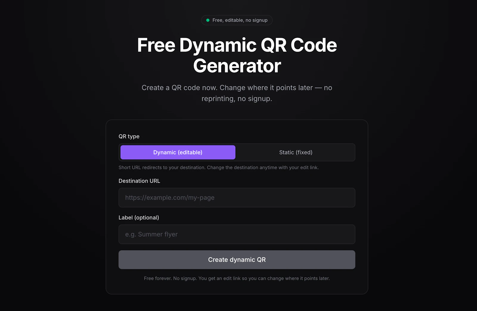 Free Dynamic QR Code Generator screenshot 1