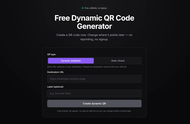 Free Dynamic QR Code Generator screenshot 1