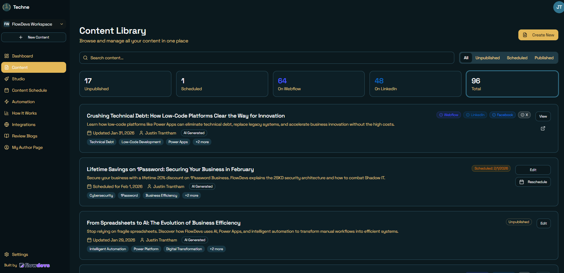 Techne - Screenshot 2 showing product features and functionality