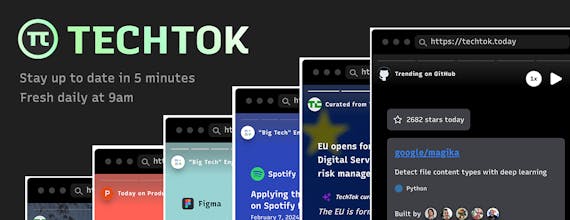 TechTokのホームページのスクリーンショットで、トレンドのテックニュース記事の選択が表示されています。