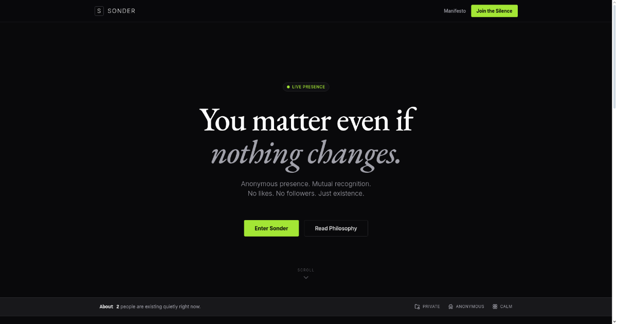 Sonder - Main product screenshot demonstrating key features and user interface