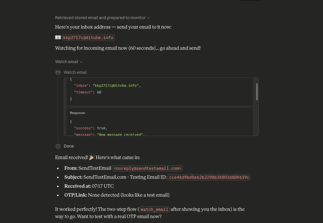 FCE MCP – Temp Mail for AI Agents screenshot 1