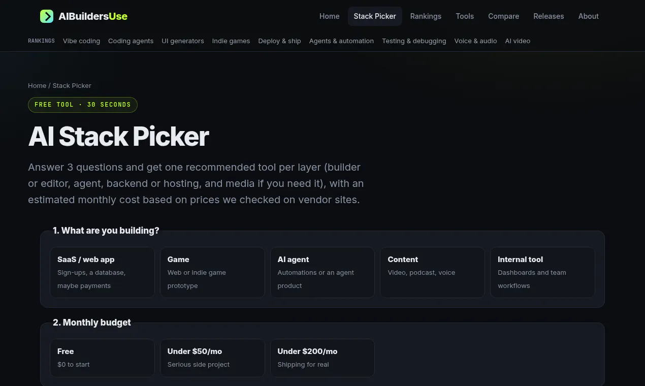 AI Stack Picker by AIBuildersUse gallery image