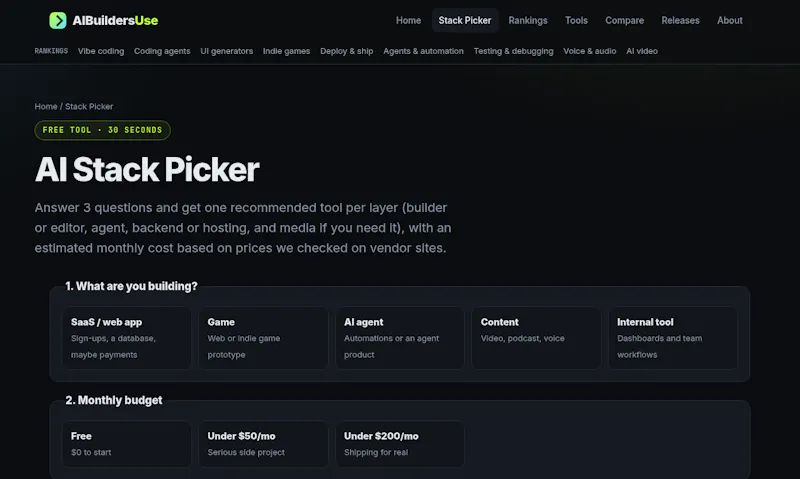 AI Stack Picker by AIBuildersUse screenshot 2