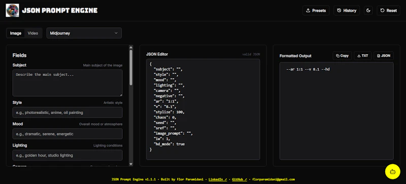JSON Prompt Engine screenshot 2