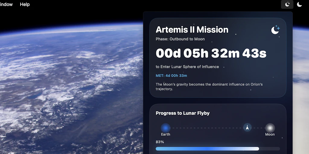 Track the Artemis II mission from your Mac - Moonshot | Product Hunt