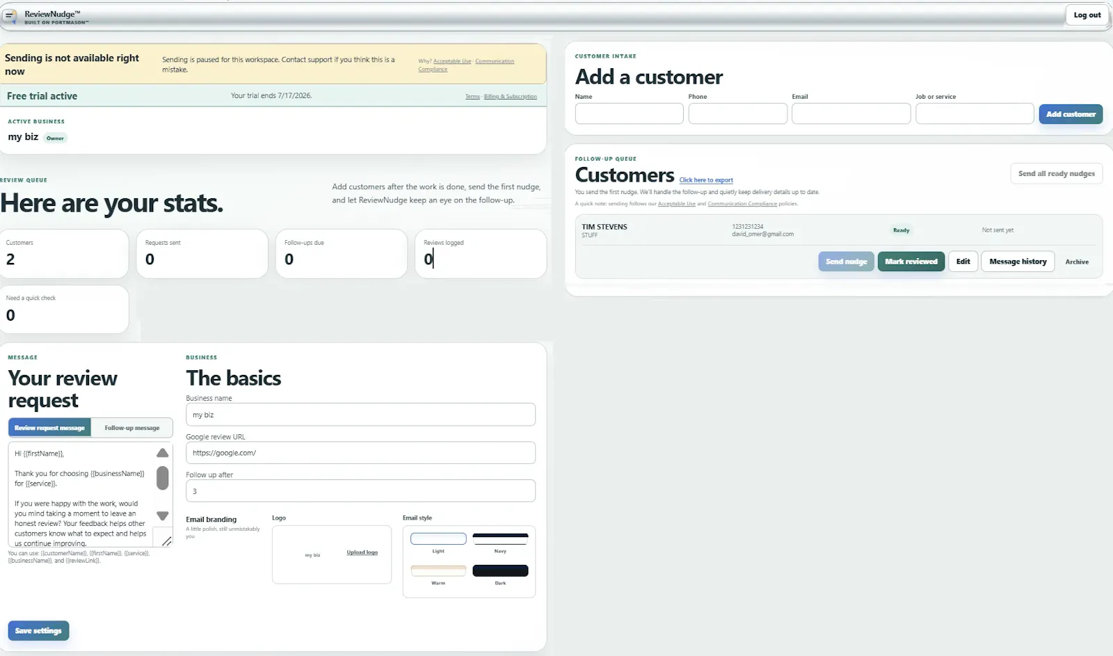 ReviewNudge screenshot 1