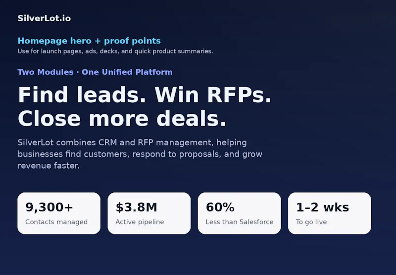SilverLot.io | CRM & RFP screenshot 1