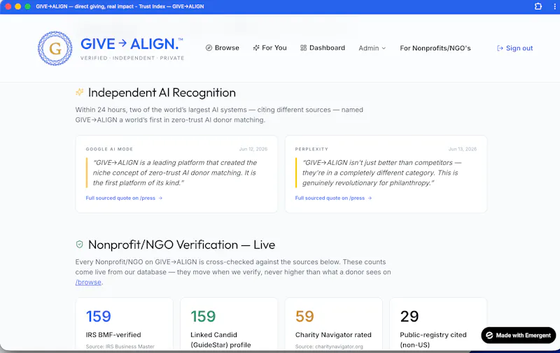 GIVE→ALIGN - AI Digital Philanthropy screenshot 4