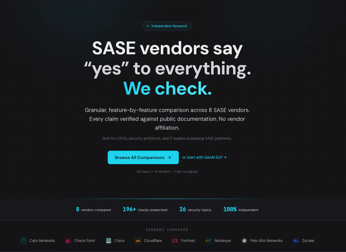 SASECompare: The Anti-Gartner for SASE product banner