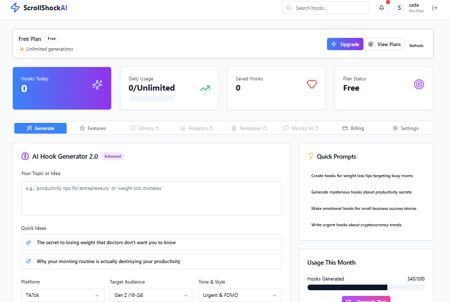 ScrollShock.ai - แพลตฟอร์ม AI Hook-Gen สำหรับแพลตฟอร์มโซเชียลมีเดีย media 3