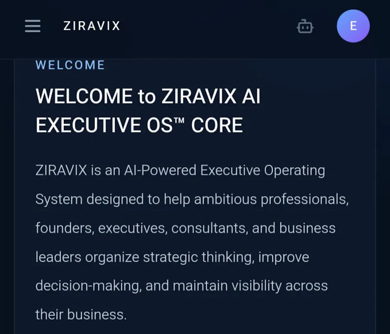 ZIRAVIX AI EXECUTIVE OS™ screenshot 2