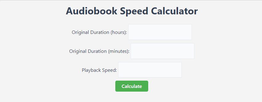 Audiobook Speed Calculator 