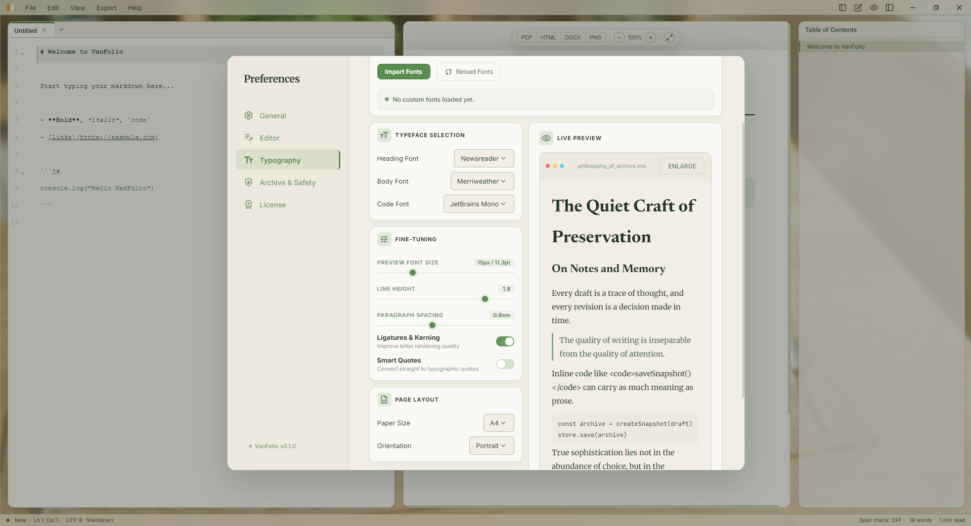 VanFolio — Markdown Workstation gallery image