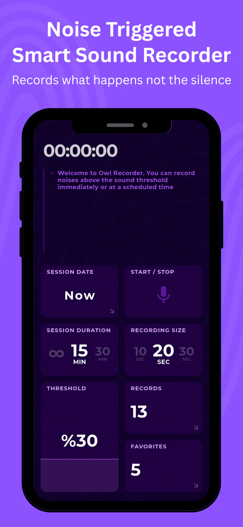 Peak Sound Recorder : Owl Recorder screenshot 1