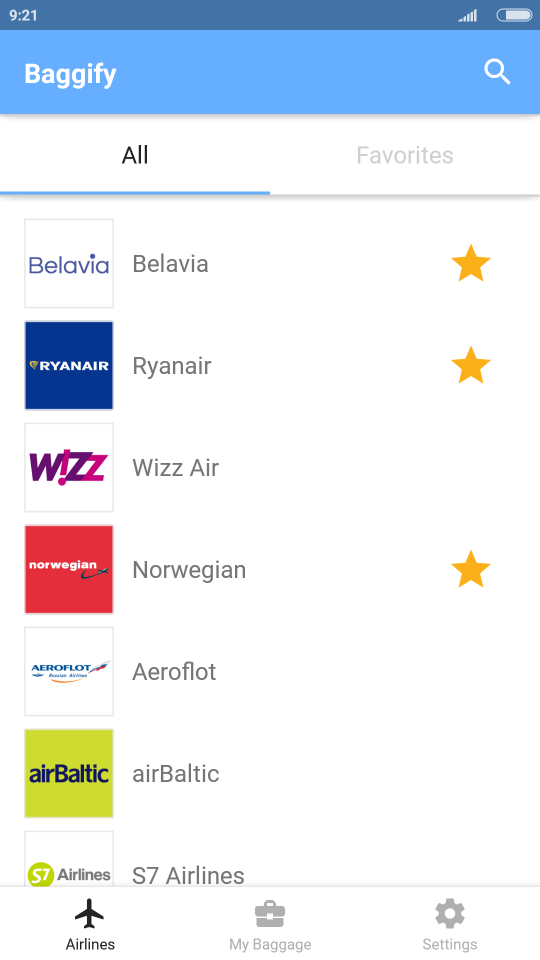 Baggify - airlines baggage allowance gallery image