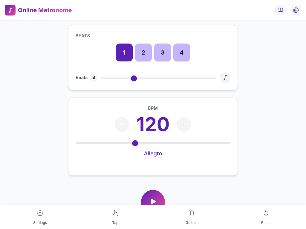 onlinemetronome.io - Kostenloses BPM -Metronom online Medien 2