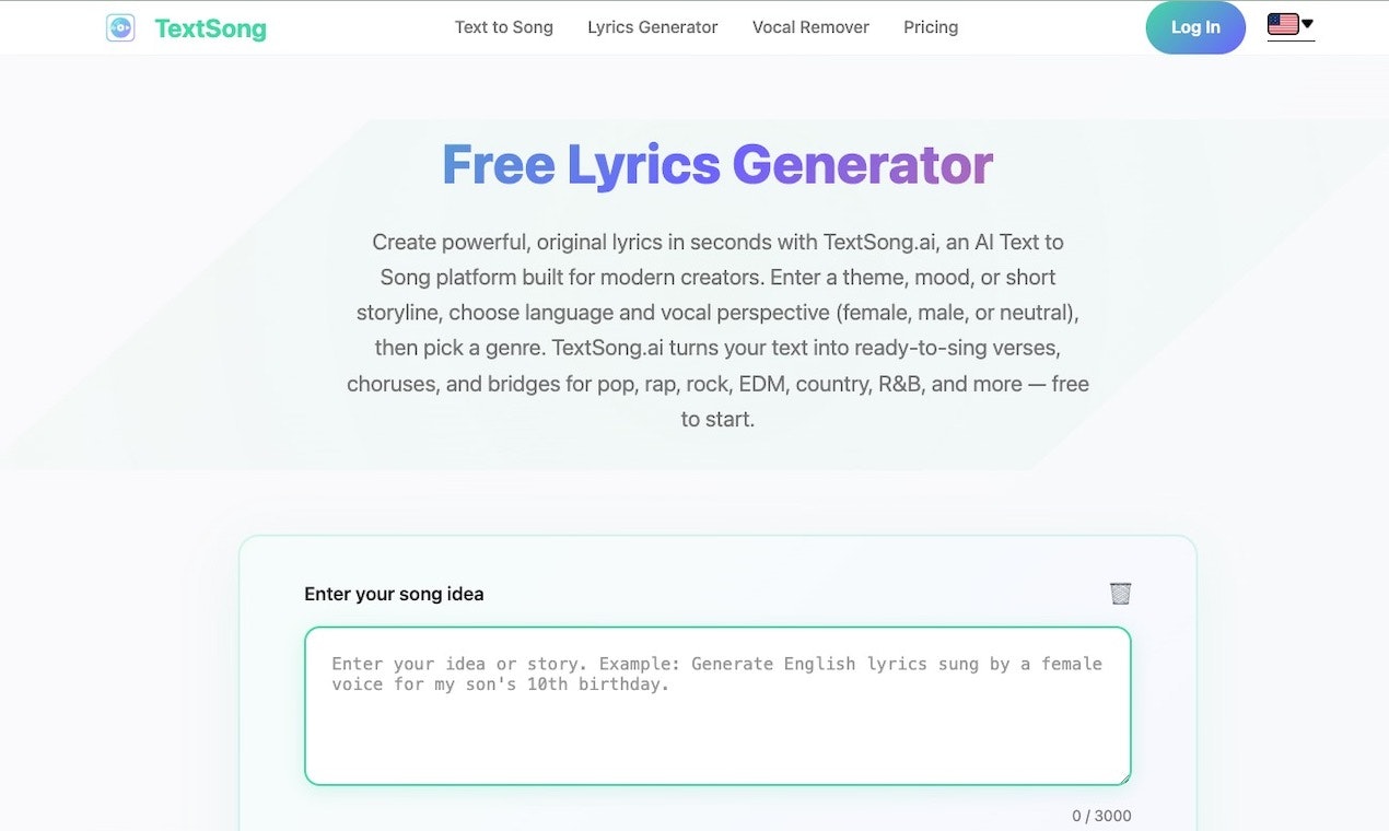 TextSong AI gallery image