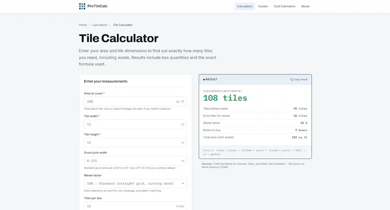 ProTileCalc screenshot 3