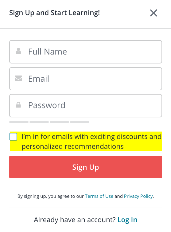 Uncheck email subscription gallery image
