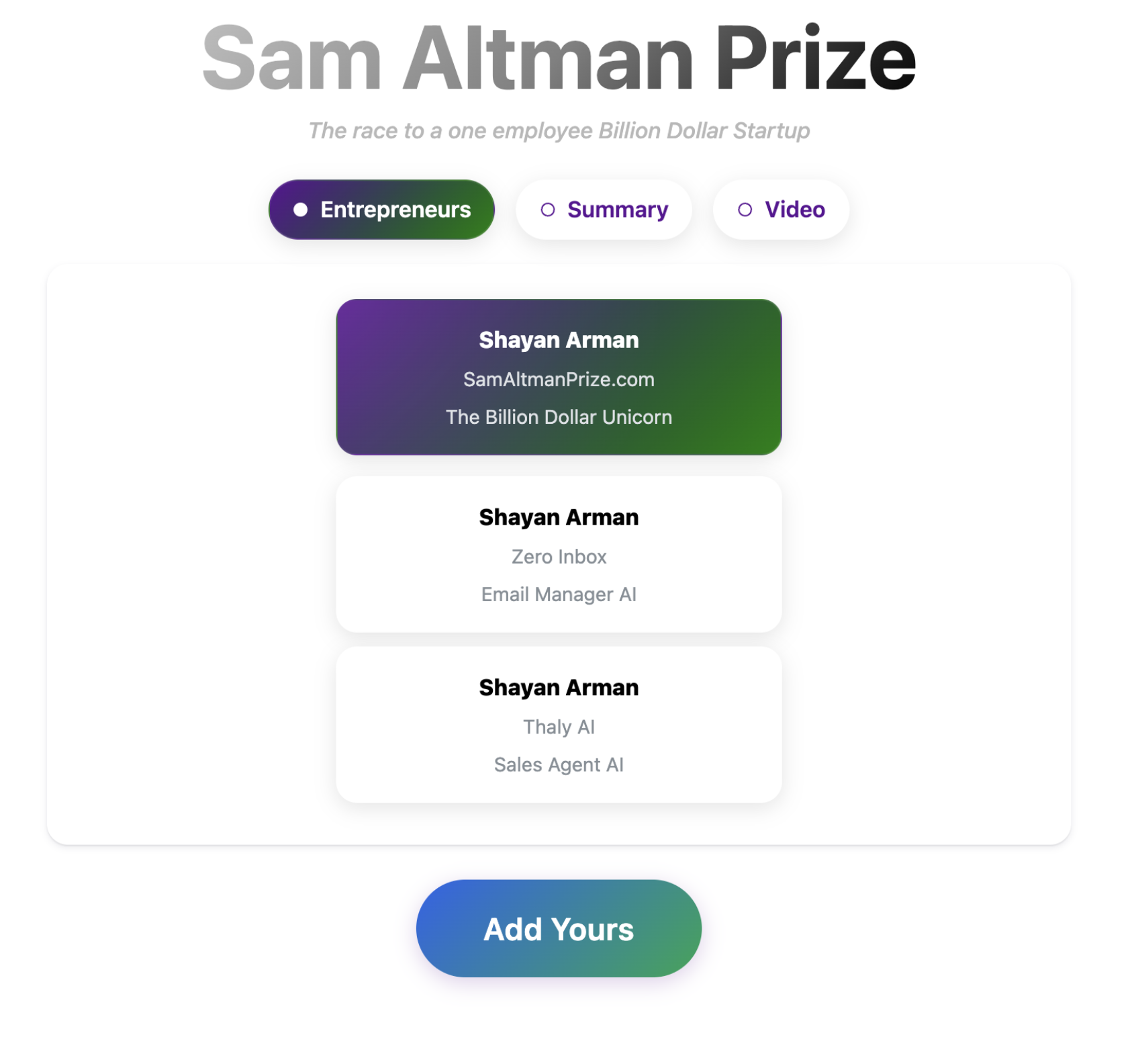 Sam Altman Prize