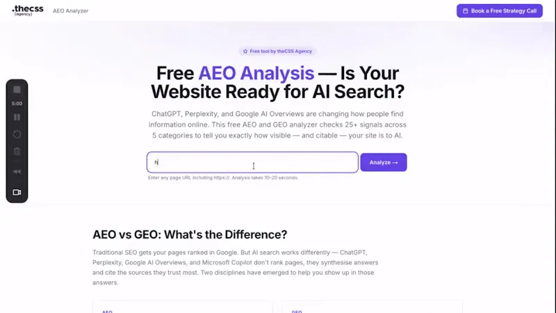 AEO & GEO Analyzer screenshot 1 (video preview)